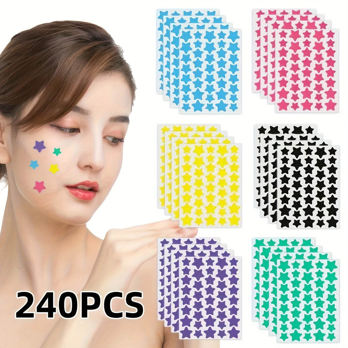 Star-Shaped Hydrocolloid Pimple Patches (240 Pack)