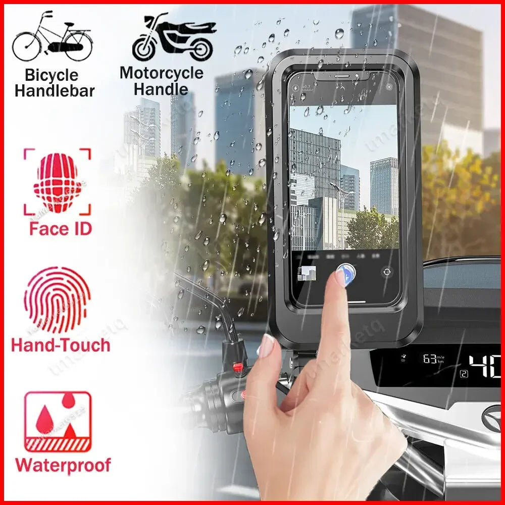 Motorcycle & Bike Magnetic Phone Mount — 360° Waterproof Holder for All Smartphones up to 6.7"