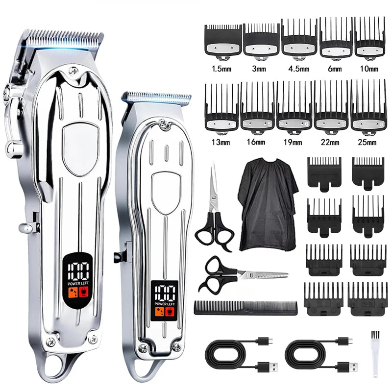 Professional Hair Clipper & Trimmer Set — Cordless, Wet & Dry, Perfect Gift for Men