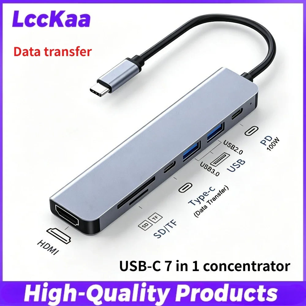 8-in-2 USB-C & USB-A Hub — SD Card, 3.5mm Audio, USB 3.0 | Works with MacBook, Laptop & Phone