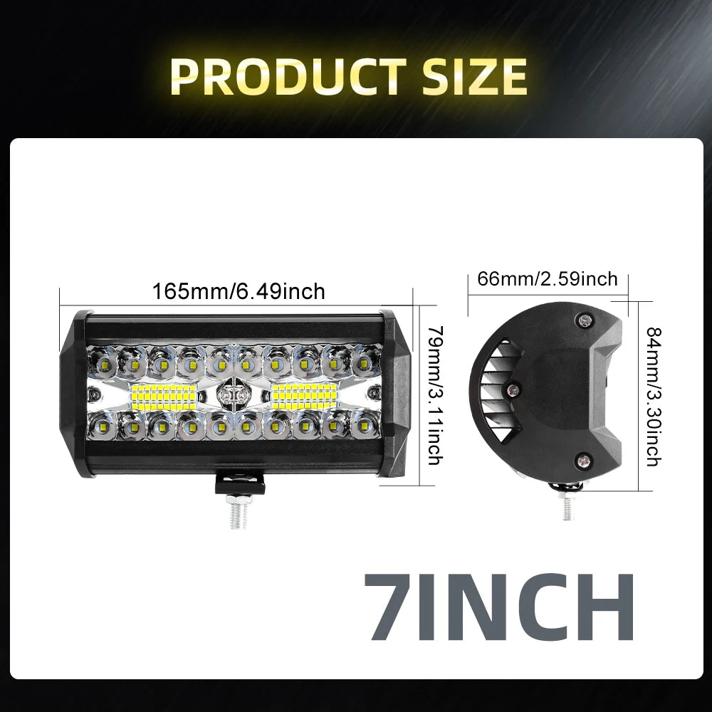 7" LED Work Lights — 50,000LM Spot Flood Combo | IP68 Waterproof Off-Road Lights for Truck, Jeep, ATV, UTV & 4x4 | 12V-60V