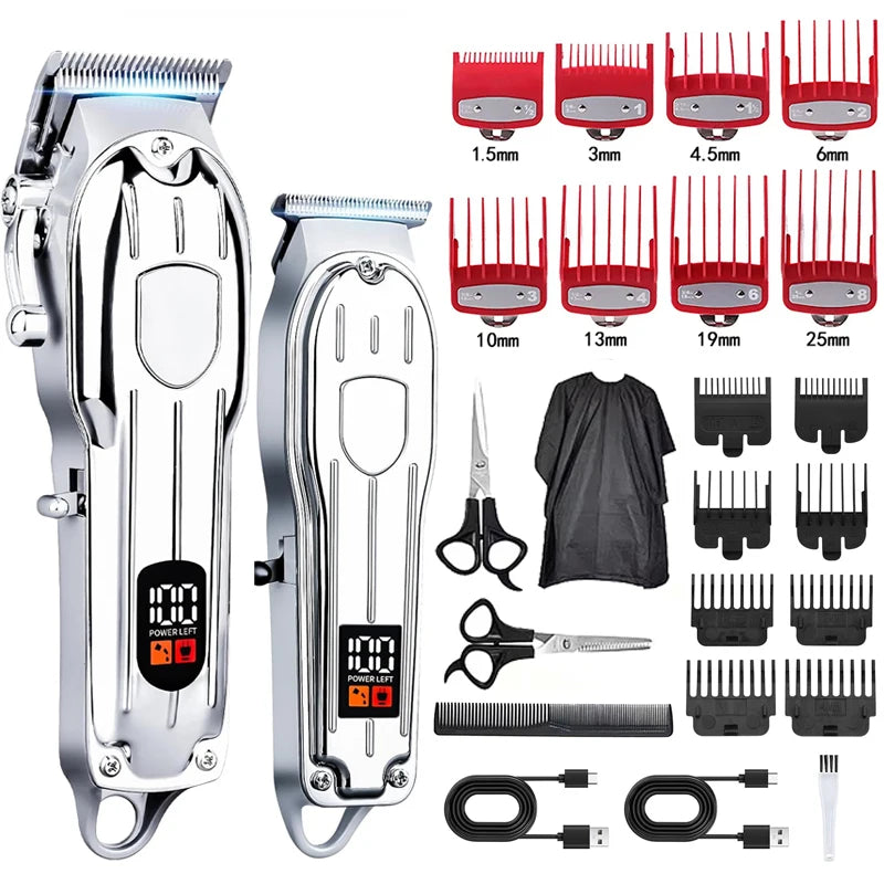 Professional Hair Clipper & Trimmer Set — Cordless, Wet & Dry, Perfect Gift for Men