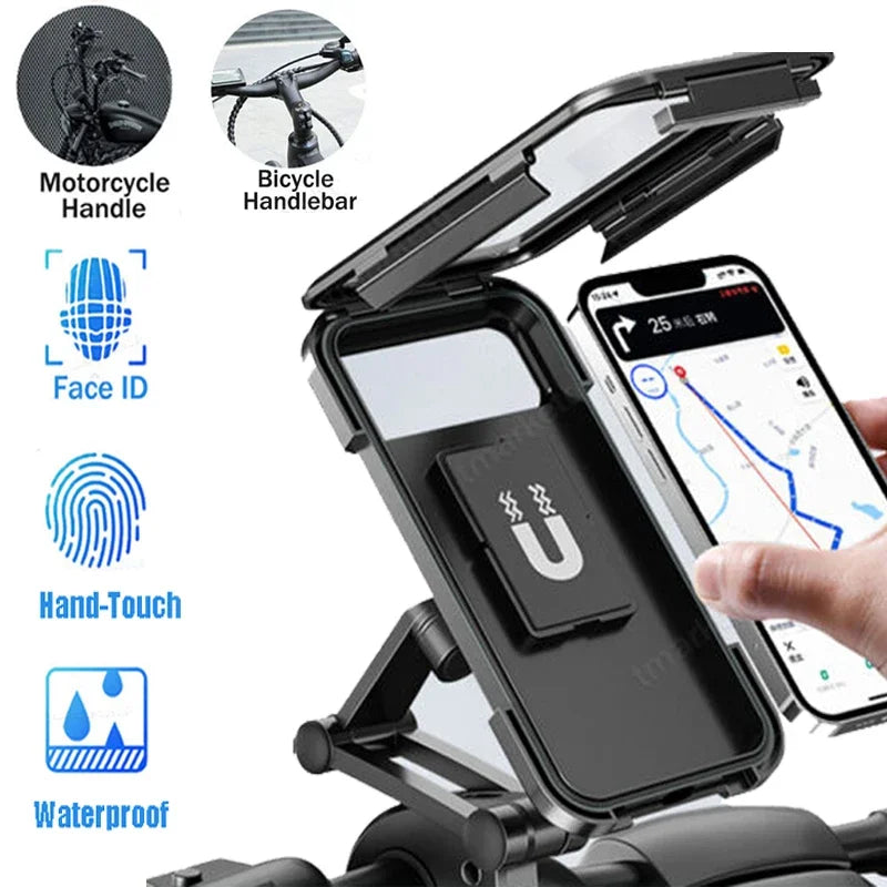 360° Waterproof Magnetic Phone Mount — Universal Bike & Motorcycle Holder for Phones up to 6.7"