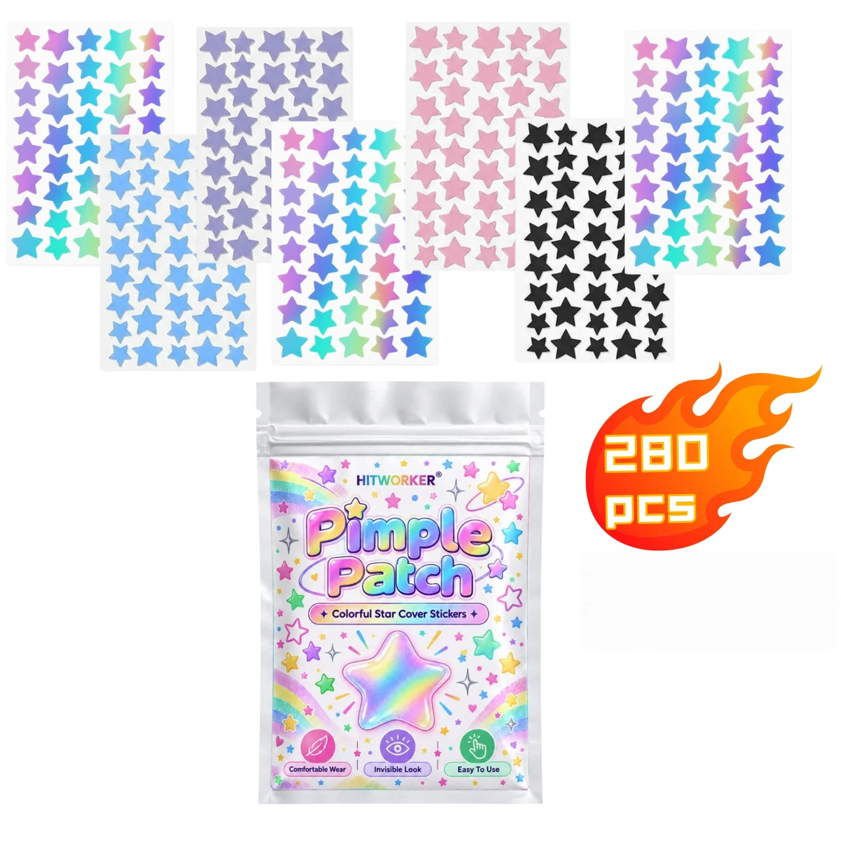 Star-Shaped Hydrocolloid Pimple Patches (240 Pack)