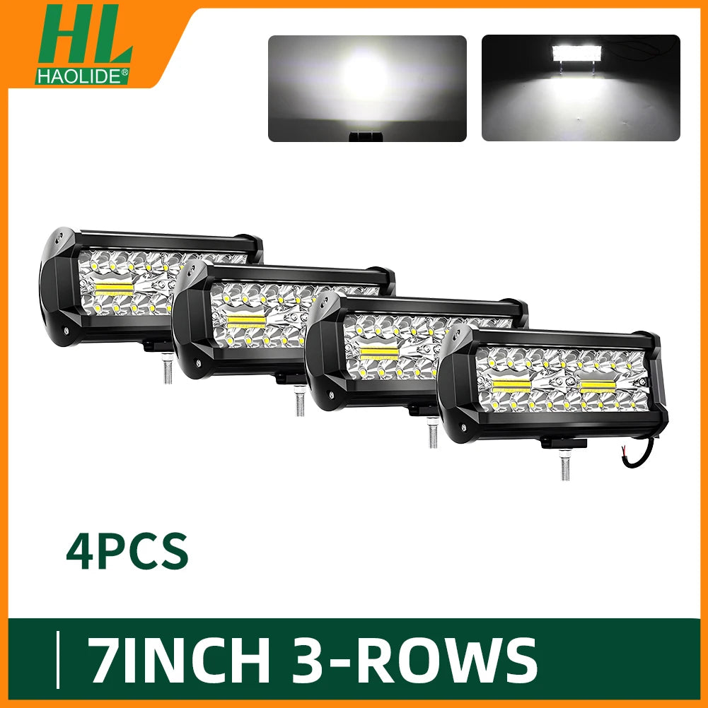 7" LED Work Lights — 50,000LM Spot Flood Combo | IP68 Waterproof Off-Road Lights for Truck, Jeep, ATV, UTV & 4x4 | 12V-60V