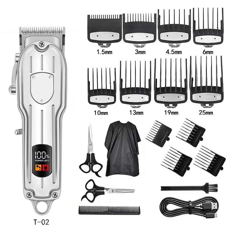 Professional Hair Clipper & Trimmer Set — Cordless, Wet & Dry, Perfect Gift for Men