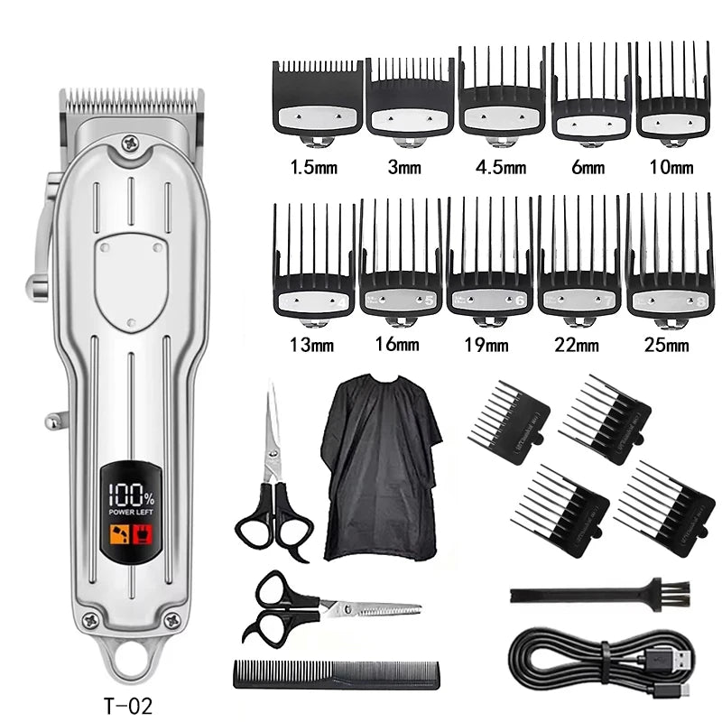 Professional Hair Clipper & Trimmer Set — Cordless, Wet & Dry, Perfect Gift for Men