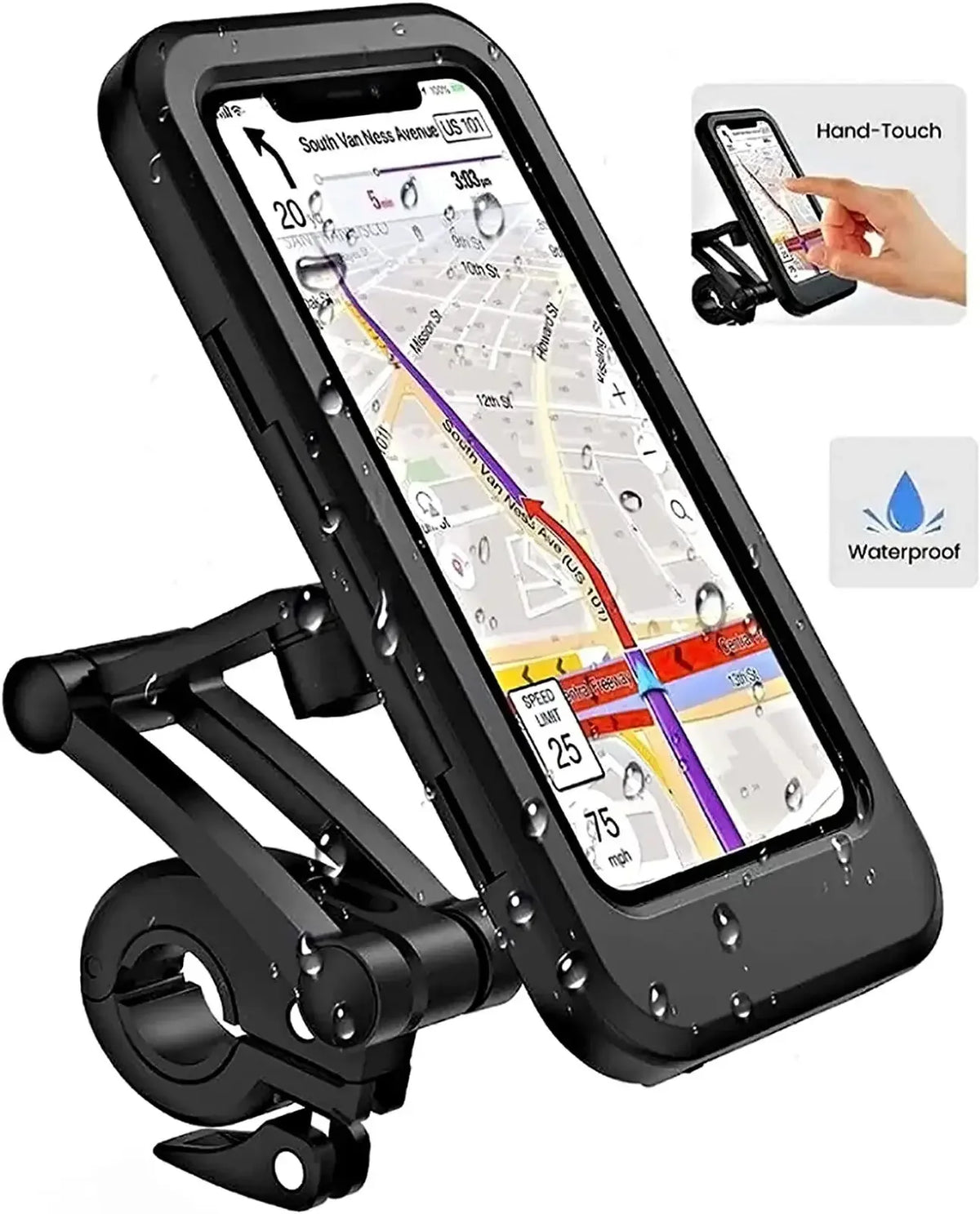 Motorcycle & Bike Magnetic Phone Mount — 360° Waterproof Holder for All Smartphones up to 6.7"