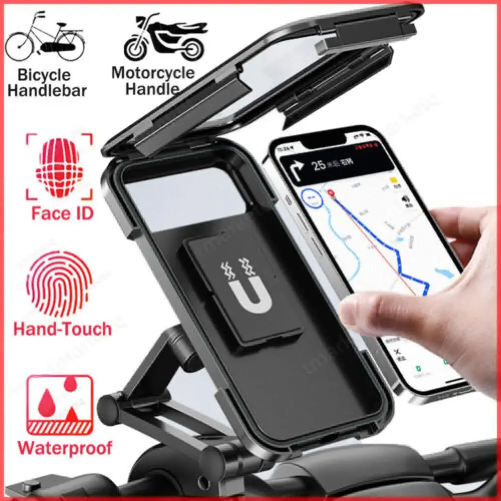 360° Waterproof Magnetic Phone Mount — Universal Bike & Motorcycle Holder for Phones up to 6.7"