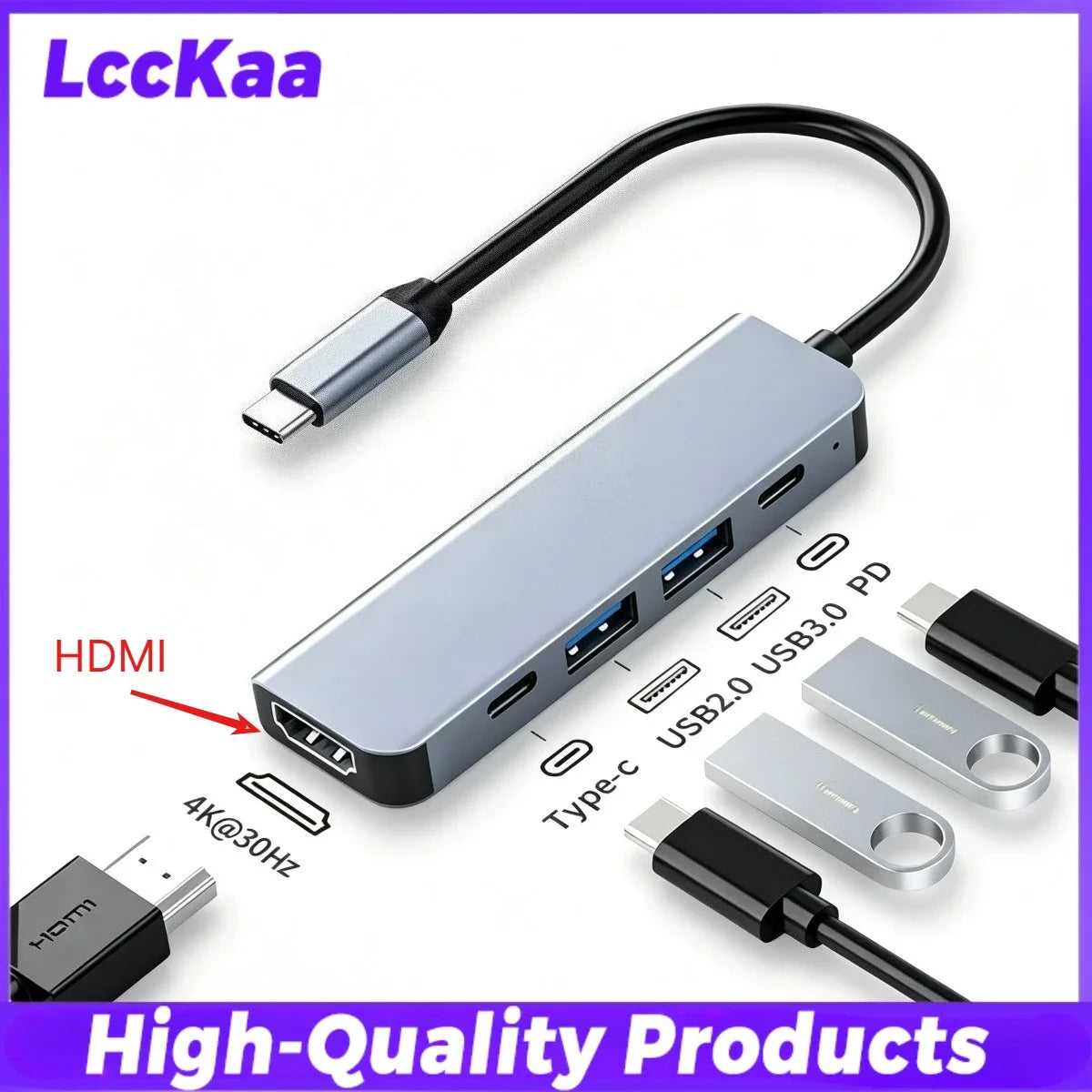 8-in-2 USB-C & USB-A Hub — SD Card, 3.5mm Audio, USB 3.0 | Works with MacBook, Laptop & Phone