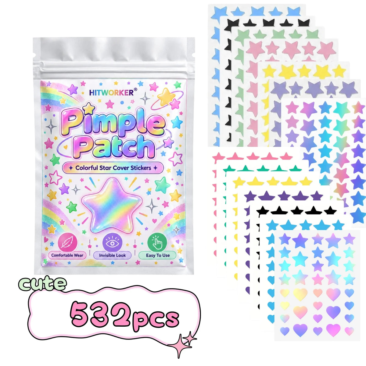 Star-Shaped Hydrocolloid Pimple Patches (240 Pack)