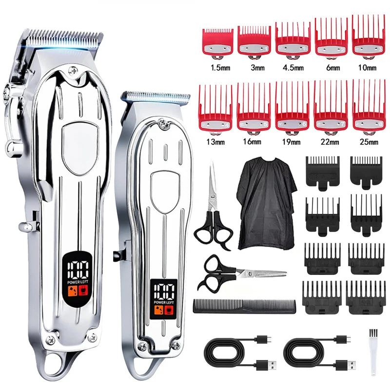 Professional Hair Clipper & Trimmer Set — Cordless, Wet & Dry, Perfect Gift for Men